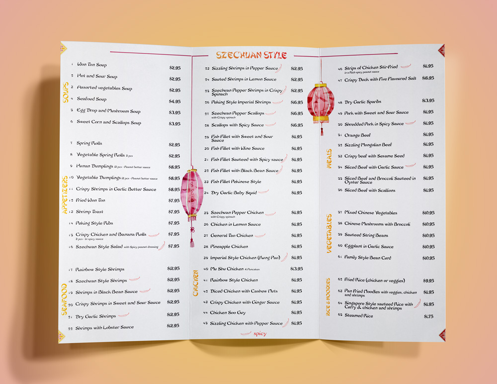 Take-out menu